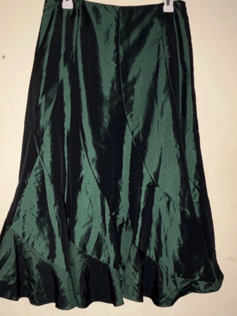 Coldwater Creek Deep Emerald A-Line Satin Skirt